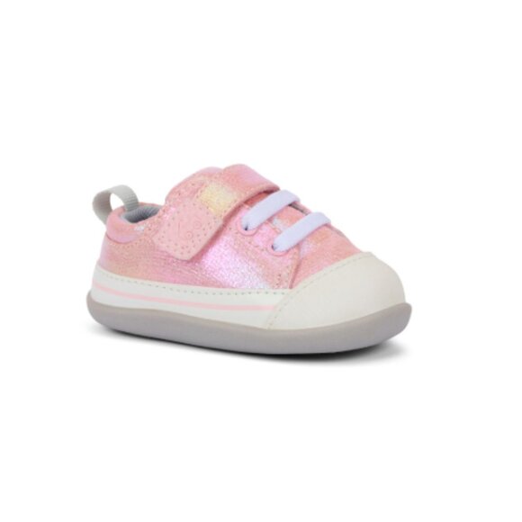 See Kai Run Steve Mini First Walker Sneakers Pink Metallic size 3 - Picture 1 of 4